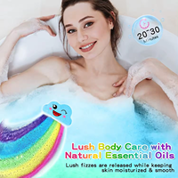 Coffret Cadeau de 4 Bombes de Bain Effervescentes Arc-en-ciel Naturelles Artisanales pour Enfants Marque Privée