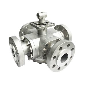 Robinet à boisseau sphérique à brides en acier inoxydable, 3 ou 4 voies, DN50 PN16 ANSI 150LB, à commande manuelle, pour le déviationnement et le mélange de fluides, avec ports L, T, LL - Product Image 2