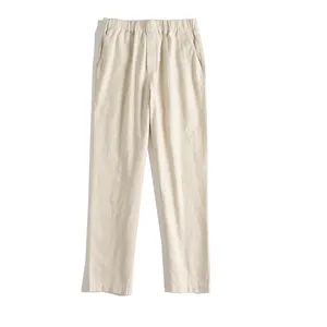 Shinesia men's plus size linen pants elastic waist straight leg cotton linen solid color casual custom linen trousers for men
