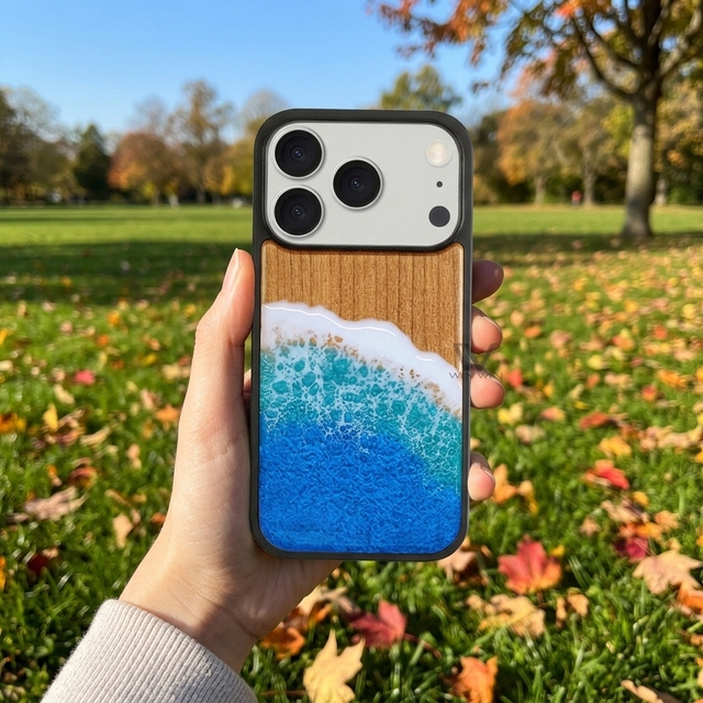 Maldives Tourist Gift Phone Cover Personalized Custom Seawave Wood Phone Case for IPhone14 15 16 17 18