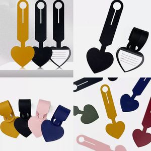 PU Leather Heart Shape <b>Name</b> <b>Tag</b> for Suitcase Foldable Luggage Identifier Bag <b>Tags</b> Privacy Protection - Product Image 2
