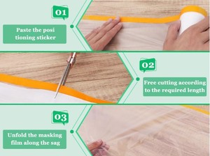 <span class=keywords><strong>Film</strong></span> de masquage pré-<span class=keywords><strong>adhésif</strong></span>, <span class=keywords><strong>film</strong></span> plastique <span class=keywords><strong>adhésif</strong></span> pour la peinture, <span class=keywords><strong>protection</strong></span> automobile et des meubles - Product Image 3