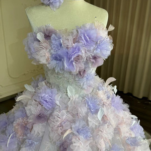 Strapless Corset Top Fairytale Sparkly <b>Glitter</b> <b>Ball</b> Gown Dress Floral <b>Ball</b> Gown Puffy Wedding Prom Dress Yl0031 - Product Image 2