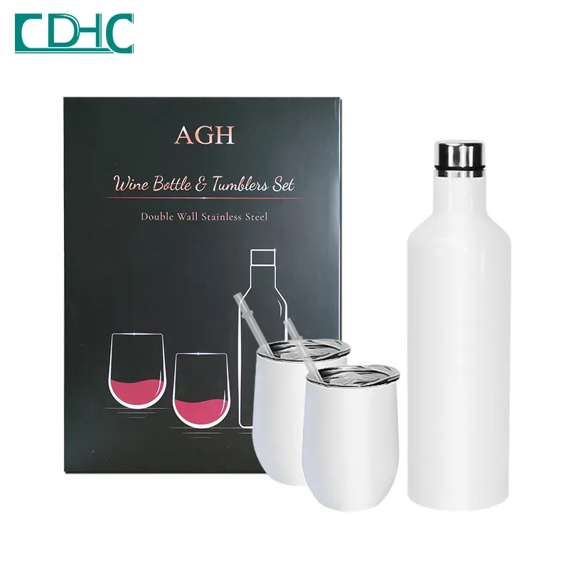 Bán Sỉ Bộ Rượu Thăng Hoa Bằng Thép Không Gỉ Với Bình 500Ml Và Cốc Rượu 12Oz Cho Tiệc Giáng Sinh Bộ Quà Tặng Đám Cưới