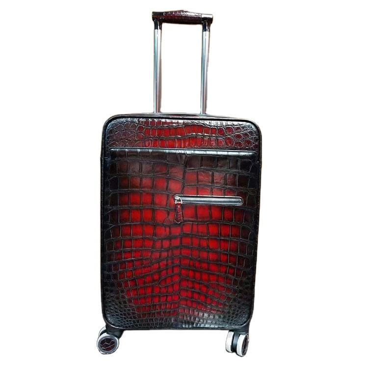 Exotic Real Leather Genuine Patina Crocodile Skin Leather Luggage Suitcase,  Luxury Leather Luggage, Suitcase Real Crocodile