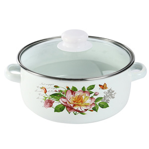 Modernes Fünfteiliges Emaille-Topfset aus Nachhaltigem Carbonstahl für Suppen, Nudeln, Eintöpfe und Schmalz – Emaillierte Töpfe mit Glasdeckel zum Kochen - Product Image 5