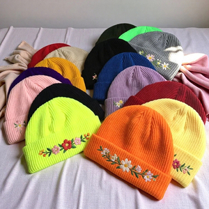 Custom Embroidery Logo Classic Men Women Acrylic Knit Cuffed Beanie Cap Warm Winter Ribbed Knit Watch <strong>Hat</strong> - Product Image 4