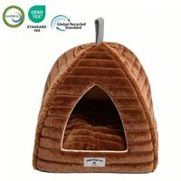 Yangyangpet Braunes Dreieckiges Fax-Kaninchen mit Streifen Luxuriöses Orthopädisches Schaumstoff Wasserdichtes Hundebett