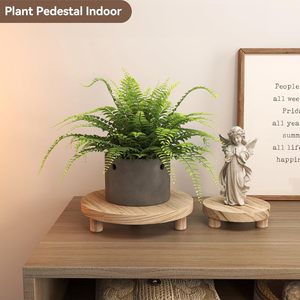 Solid Wood Round Tray Storage Stand Multi Layer Plant Display Rack For <b>Home</b> Decor - Product Image 2