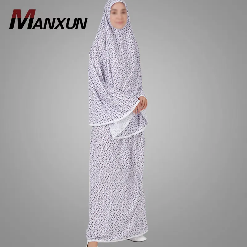 Müslüman orta doğu arap giysileri yüksek kaliteli güzel bayan baskılı uzun kollu İslam namaz giyim zarif Dubai Jilbab seti