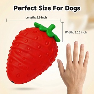 Customizable Strawberry <b>Pet</b> Chew <b>Toy</b> <b>for</b> Aggressive Chewers <b>Interactive</b> Eco-Friendly Cartoon Squeaky TPR Slow Feeder Treat Dispe - Product Image 2