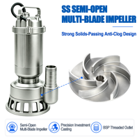 Pompe submersible pour eaux usées en acier inoxydable modèle YL WQ(D)-SA avec sortie filetée, moteur triphasé/monophasé 304/316, garantie 1 an