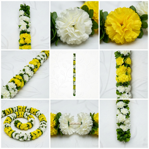 Guirnalda de Flores Artificiales Blancas y Amarillas, Decoración Floral Colgante para Bodas, Festivales, Templos, Pooja y Decoración del Hogar - Product Image 6
