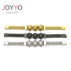 Bracciale da uomo in argento moda placcato nero bracciale a tre leoni braccialetti in acciaio inossidabile - Product Image 6