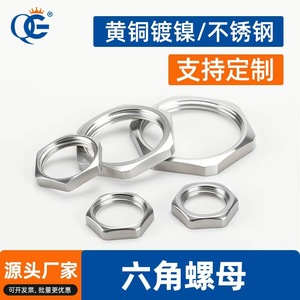 Hex Nut Brass Fully <b>Threaded</b> Metric External Hex QGM12 Custom Size Tighten And <b>Lock</b> Nuts - Product Image 4