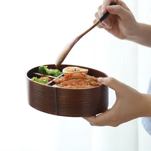 天然木质餐盒木制便当餐盒食品容器日本旅游学校露营餐盒寿司盒寿司盒餐具碗