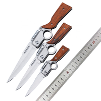 Hochhartes Selbstverteidigungs-Klappmesser mit LED-Licht, Multifunktions-Outdoor-Campingmesser mit Holzgriff, OEM-Unterstützung