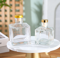 Botol Reed Diffuser Kaca Kosong Persegi dengan Sumbat Gabus, Botol Wadah Penyimpanan Minyak Aroma Aromaterapi Isi Ulang 200ml