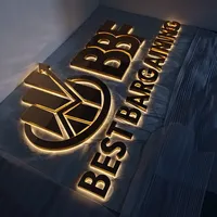 GFaceDurable Lettres lumineuses 3D en acier inoxydable doré titane avec rétroéclairage LED, étanches IP65, pour bijouterie et automobile