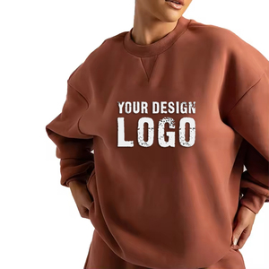 Sudadera de Algodón 100% Estilo Urbano, Cuello Redondo, Holgada, Personalizable, con Hombros Caídos, Gruesa, para Mujer - Product Image 5