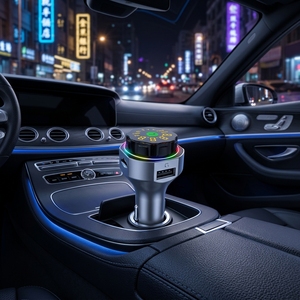 Transmisor FM para Auto AP06, Portátil, Totalmente Metálico, BT 5.4, Cargador USB Dual, Luz de Anillo RGB, Llamadas Manos Libres, Reproductor <span class=keywords><strong>MP3</strong></span> con Ranura para Tarjeta TF y Disco U, 12V, 1 Año de Garantía - Product Image 2