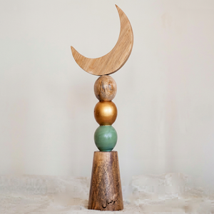 Décoration de table moderne en bois en forme de croissant de lune islamique pour le Ramadan, ornement de maison musulmane, présentation de festival arabe, fait main - Product Image 1