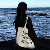 Sac fourre-tout en toile de couleur unie personnalisable |   Sac à bandoulière pliable à motif lettres, sac à main de shopping |   Taille et logo personnalisés