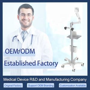 5-wielige medische endoscopiewagen van aluminiumlegering met verstelbare arm en opbergplank, ziekenhuistrolley voor ziekenhuizen en klinieken - Product Image 3