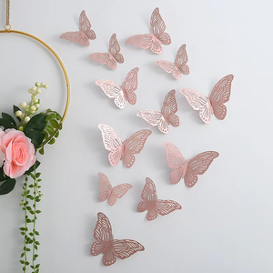 Pegatinas 3D de mariposa para pared, papel dorado, tamaño personalizado, fiesta de cumpleaños, pastel de té, decoraciones florales - Product Image 6
