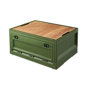 Boîte de rangement de camping en plein air HALO Premium avec couvercle en bois, organisateur d'équipement portable, conteneur pour équipement de camping, fournitures de pique-nique - Product Image 2