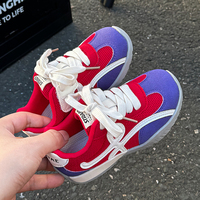 Chaussures décontractées pour enfants en gros d'usine, à blocs de couleur, à lacets, avec empeigne en maille respirante et semelle en caoutchouc souple antidérapante, OEM