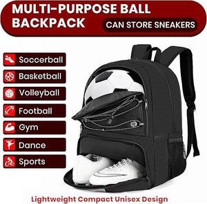 Sac à dos de football pour jeunes - Fermeture éclair en polyester, compartiment pour ballon et pochette séparée pour chaussures de football et de basketball - Product Image 5