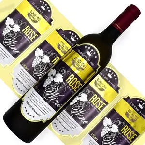 Etiqueta de marca com logotipo personalizado e adesivos para garrafas de vinho e uísque, etiqueta autoadesiva selada em tela de seda