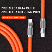 Câble de charge rapide USB C vers C 120W 6A en zinc et silicone pour iPhone 15, Samsung, Android, imprimantes, téléphones mobiles intelligents de type C