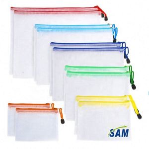 Multiple Sizes Plastic Wallets Set - 15 Pcs Document <b>Folder</b> File Zipper Bags A3 <b>A4</b> A6 Mesh Zipper Pouch Zip Lock Bag - Product Image 3