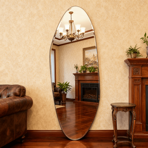 Miroir mural décoratif personnalisé, style Art déco moderne, cadre en fer, forme irrégulière, noir, taille sur mesure, durable, pour la maison et l'hôtel - Product Image 2