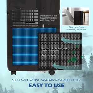 8,000 BTU Battery-Powered Mobile <b>Air</b> <b>Conditioner</b> for 345 Sq. Ft. Rooms Auto-Sleep Dehumidifier Fan 24H On/Off Timer Black <b>Window</b> - Product Image 6
