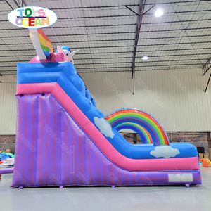 Toboggan aquatique gonflable licorne, toboggan arc-en-ciel pour enfants à usage sec et humide pour fête d'anniversaire - Product Image 6
