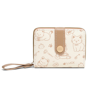 Portefeuille court pour <span class=keywords><strong>femme</strong></span> en cuir PU grande capacité, fermeture éclair, multifonctionnel, portable, mignon, <span class=keywords><strong>porte</strong></span>-cartes pour étudiants - Product Image 5