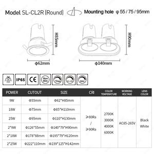 Gradation zigbee contrôle intérieur sans garniture encastré grill <span class=keywords><strong>spot</strong></span> moderne led projecteur hôtel mur rondelle réglable cob downlight - Product Image 2
