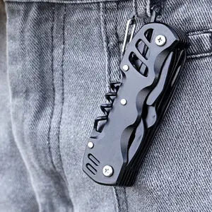 11 In 1 Stainless Steel Multifunction EDC Outdoor Portable Survival Carabiner Folding Multi Tool Knife