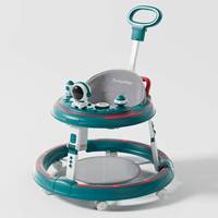 Trotteur pliable multifonctionnel pour bébé avec base élargie en plastique, fonction assise et poussée, anti-basculement