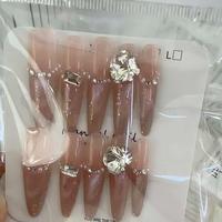 Uñas Postizas Decorativas 3D, Diseño Aleatorio, 10 Piezas/Juego, Uñas Postizas Bonitas para Mujeres Jóvenes
