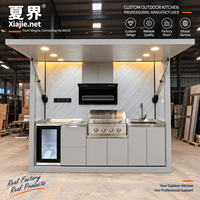 Cuisine mobile extérieure sur mesure, directement de l'usine, avec réfrigérateur intégré, bar de cuisine de jardin et îlot barbecue modulaire pour fêtes en cour