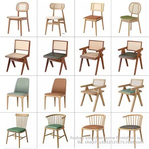 Juego de Sillas de Comedor de Madera Maciza, Modernas, Minimalistas, Resistentes y Duraderas, Hechas <span class=keywords><strong>a</strong></span> Medida para Restaurantes y Cafés - Product Image 1