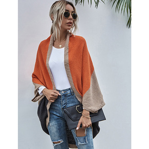 Nouveau cardigan décontracté en maille ample pour femme, style châle, manches chauve-souris, couleurs assorties, collection printemps-automne - Product Image 6