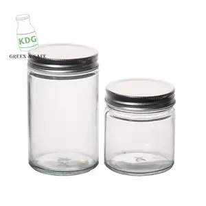 KDG marca profesional personalizado al por mayor 100mL 200ml 300ml 400ml 500ml tarro de mermelada de almacenamiento de vidrio redondo con tapas