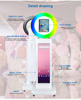 Cabina de Fotos Portátil para Celebración de Fin de Verano, Compatible con iPad de 10.2-13 Pulgadas, Anillo de Luz RGB, Pantalla de 37 Pulgadas, Máquina de Fotos para iPad