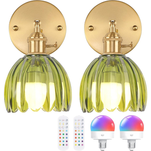 Lámpara de Pared LED Escandinava de Bronce con Pantalla de Cristal Blanco, 3500K Cálida, Ra90, E26, Control de Interruptor, Brazo Ajustable, para Sala de Estar - Product Image 2
