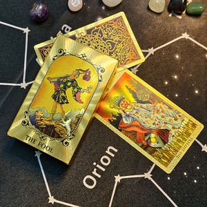 Magnifique jeu de cartes de tarot portables en plastique doré, imperméable, avec livret d'astrologie et d'<span class=keywords><strong>oracle</strong></span> pour la divination prédictive - Product Image 5
